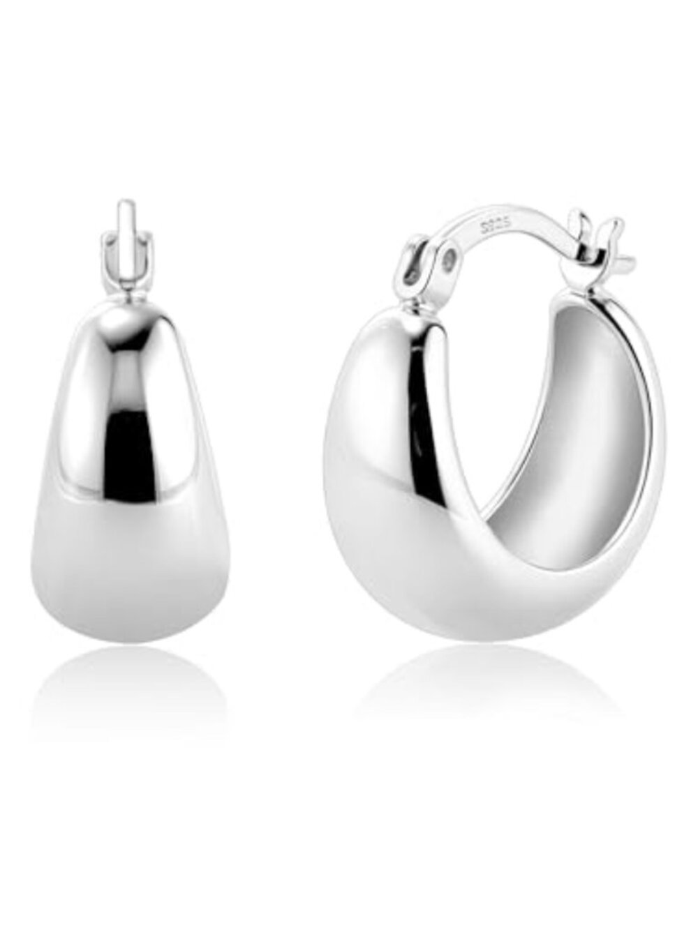 Sterling Silver Post Chunky Hoop Huggie Earrings Hypoallergenic Wide